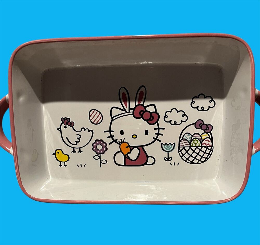 Hello Kitty Easter Bunny 9x13 Ceramic Casserole Dish Sanrio NEW Hard to Find
